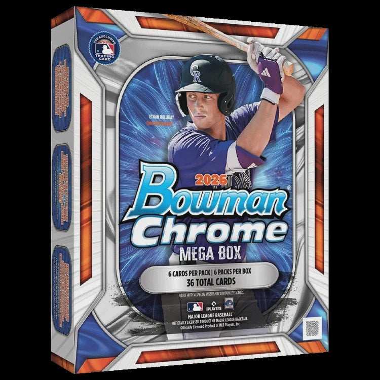 2026 Bowman Chrome Baseball Mega Box factory sealed trading card box.