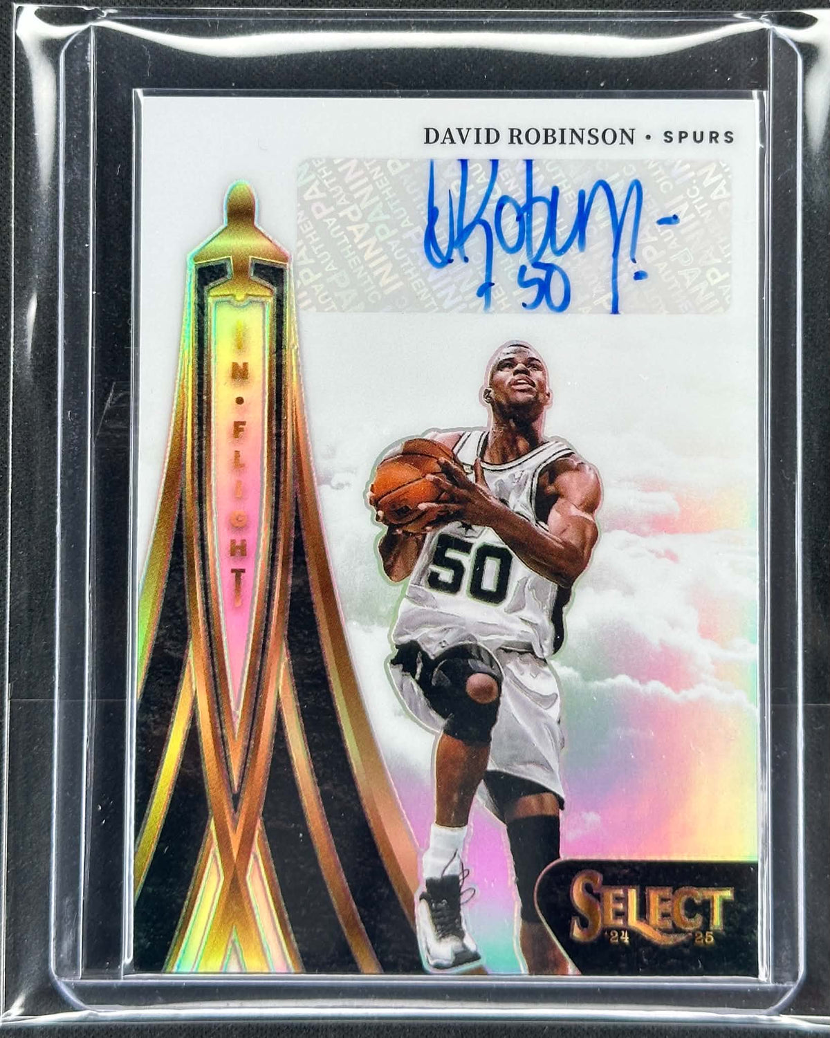 2024-25 Panini Select David Robinson In Flight Signatures autograph #IFS-ROB numbered /30 San Antonio Spurs basketball card front