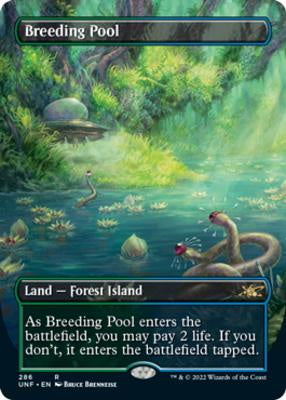 Unfinity MTG Breeding Pool Borderless Variant Shock Land – Blue Green