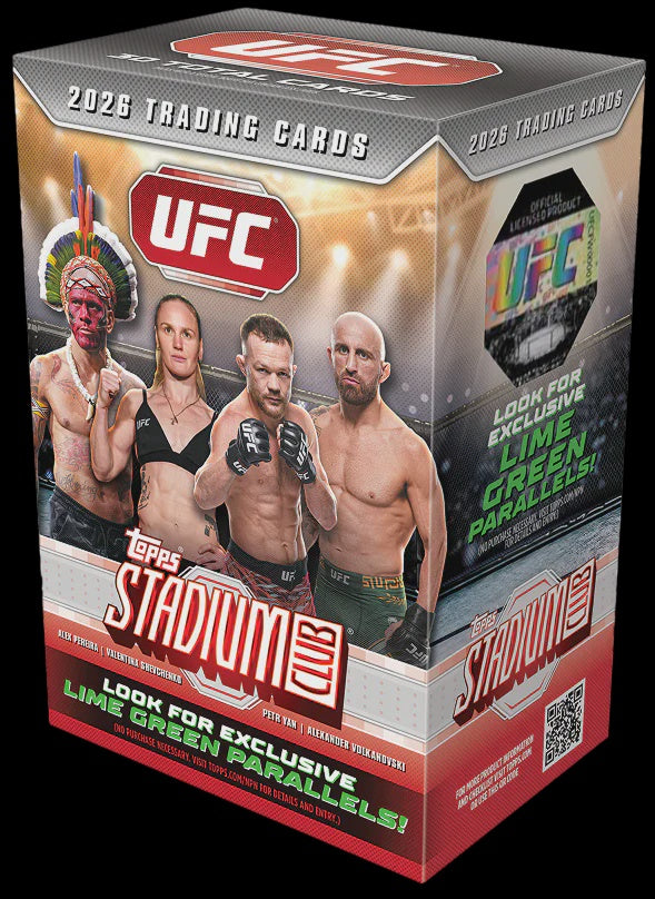 2026 Topps Stadium Club UFC Value Box factory sealed with 6 packs containing 5 cards each.