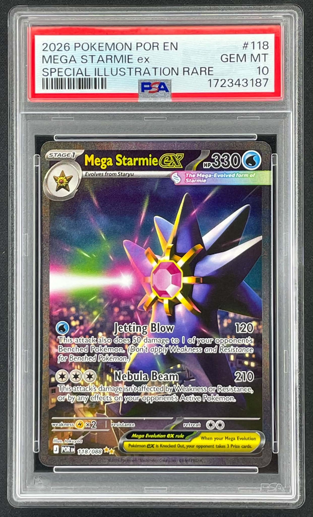 Mega Starmie ex 118/088 Special Illustration Rare ME03 Perfect Order Pokémon card graded PSA 10 Gem Mint