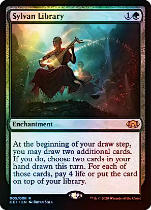 Foil Sylvan Library #5 from Commander Collection: Green, a premium Magic: The Gathering card-selection enchantment.