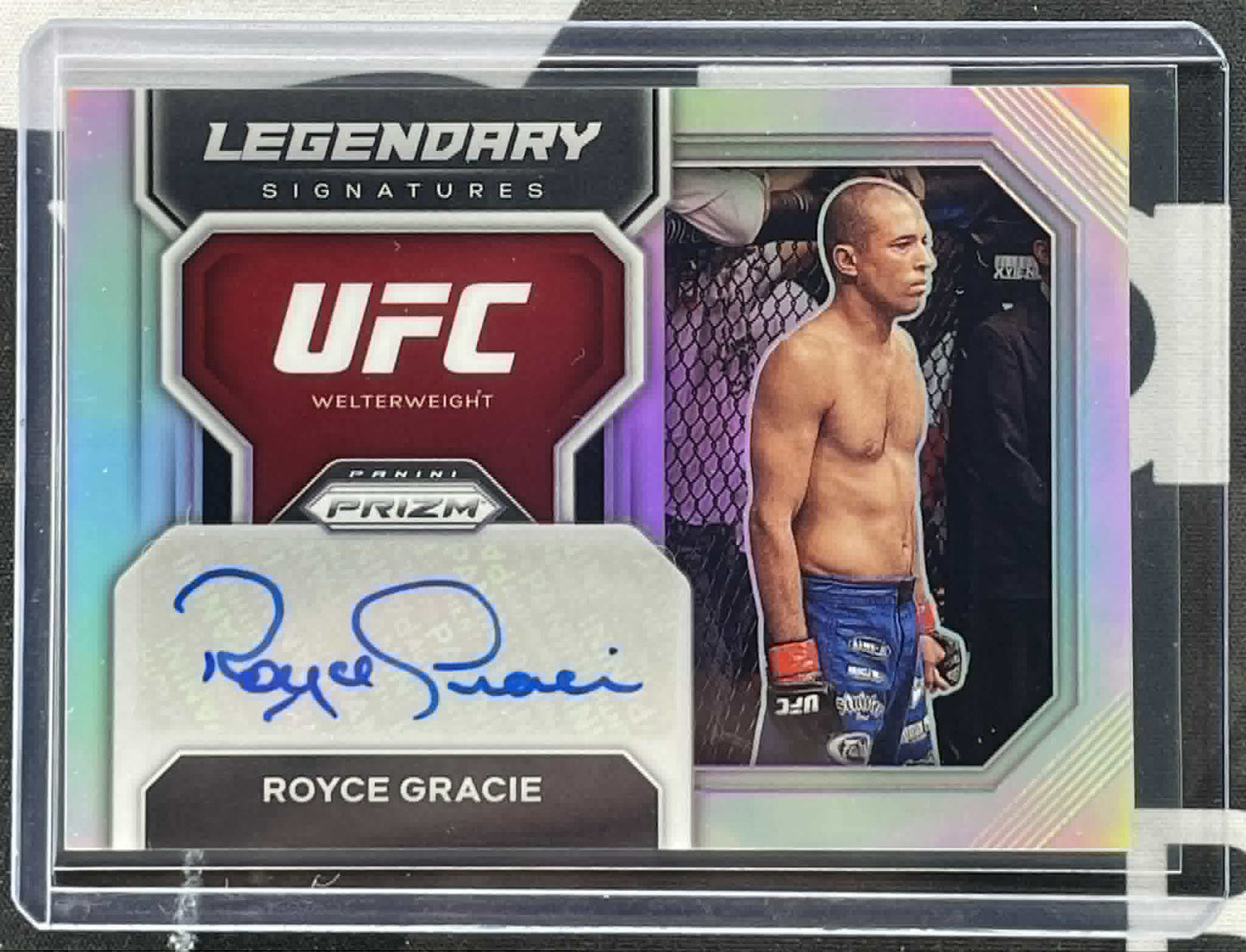 2023 Panini Prizm UFC Legendary Signatures Silver Royce Gracie Autograph LS-RGC trading card