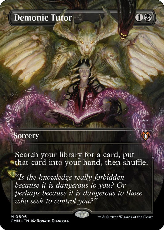 Demonic Tutor Borderless Foil – Commander Masters Variant – MTG Card