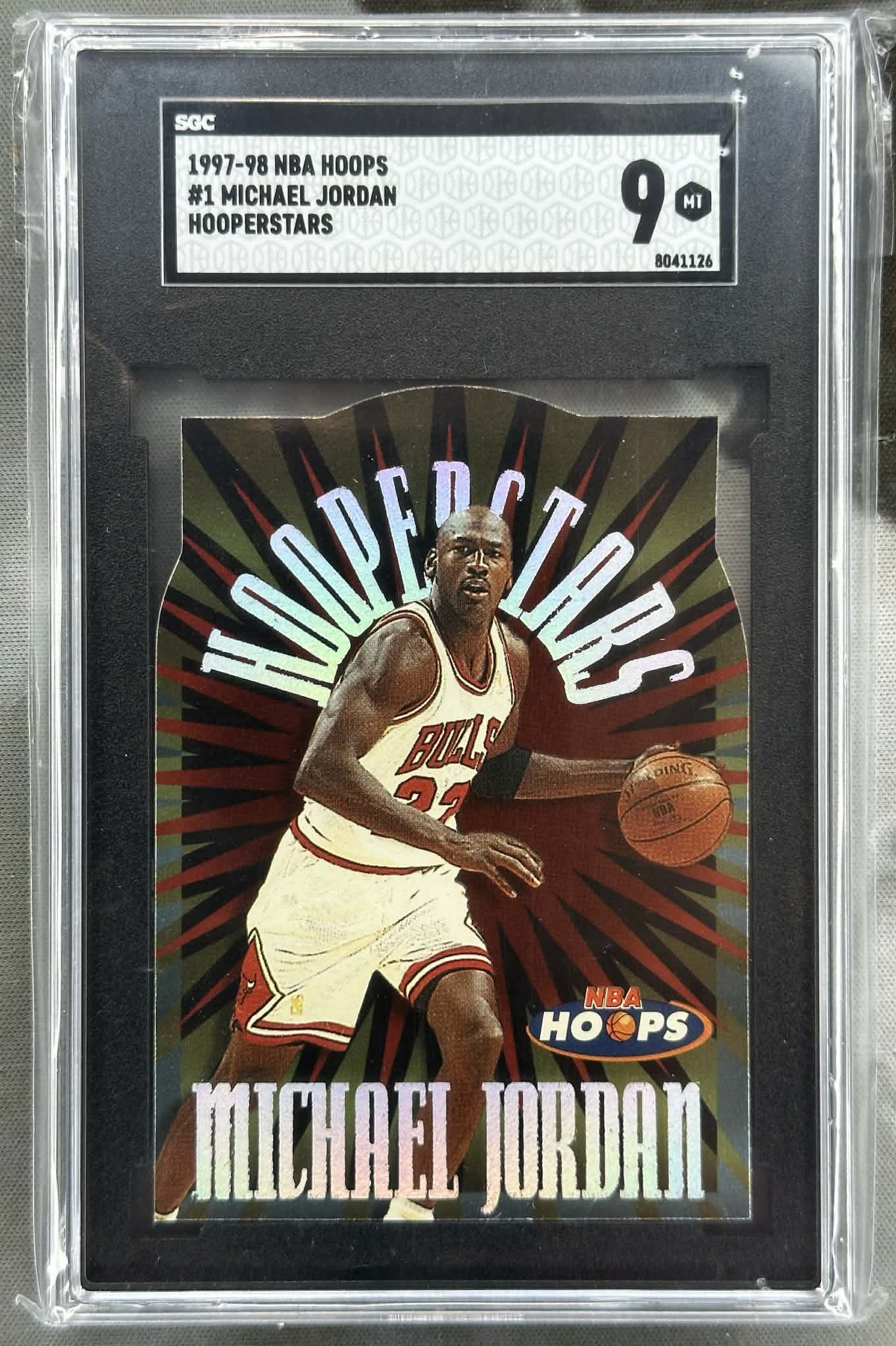 1997 Hoops Hooperstars Michael Jordan #1 SGC 9 Mint graded basketball card
