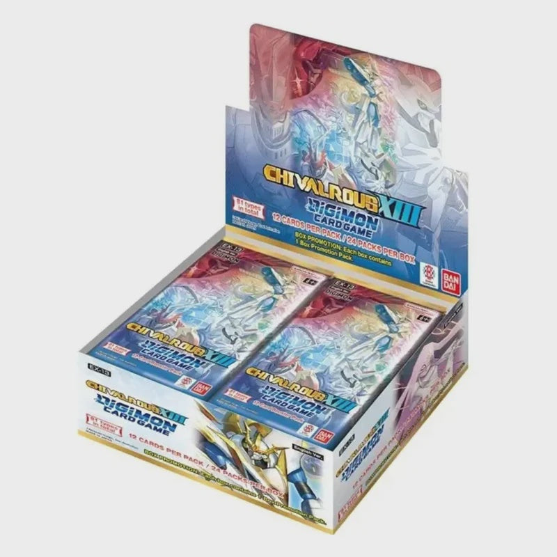 Digimon Card Game Chivalrous XIII EX-13 Booster Box featuring the 13 Royal Knights.