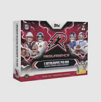 Factory sealed 2025 Topps Resurgence Football Delight Box containing eight cards, two autographs and one Rookie Autograph Relic on average.