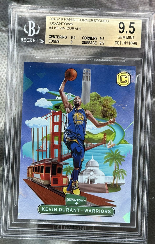 2018-19 Panini Cornerstones Downtown Kevin Durant #4 BGS 9.5 Gem Mint graded basketball card