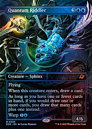 Borderless foil card Quantum Riddler (0305) from Edge of Eternities Variants, front view