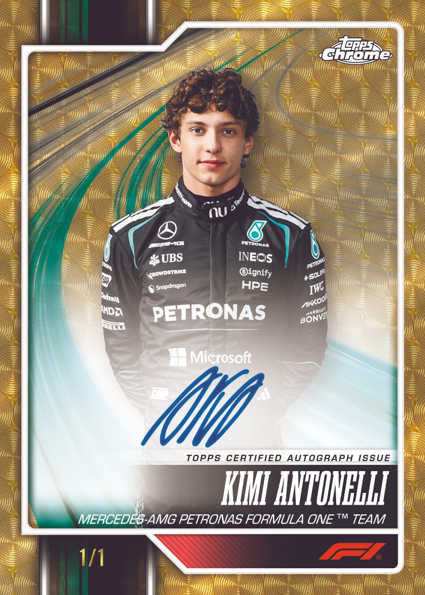 2026 Topps Chrome Formula 1 Kimi Antonelli gold 1/1 Topps Certified Autograph card, Mercedes-AMG Petronas