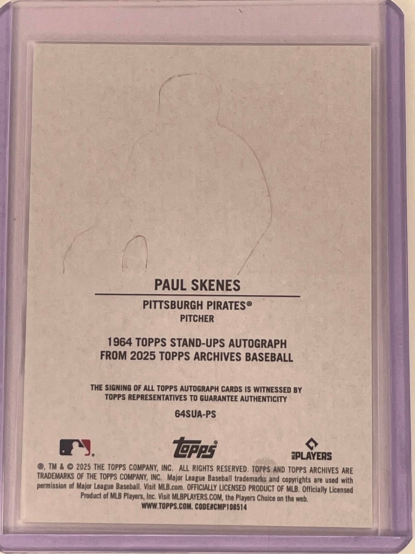 2025 Topps Archives Paul Skenes 1964 Stand Ups Auto #64SUA-PS