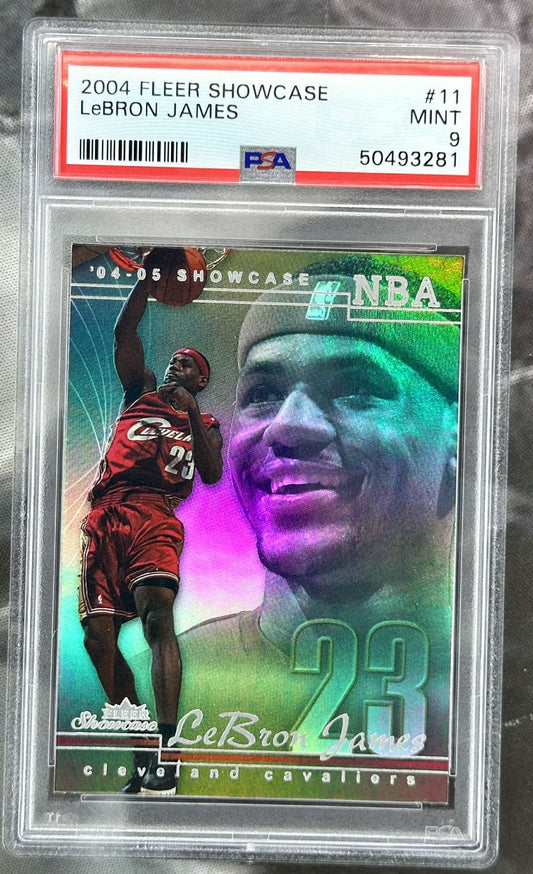 2004 Fleer Showcase LeBron James #11 PSA 9 Mint graded basketball card