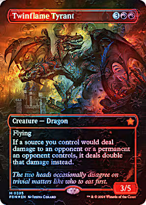Foundations Variants Foil: Twinflame Tyrant (0395 - Borderless Mana Foil)