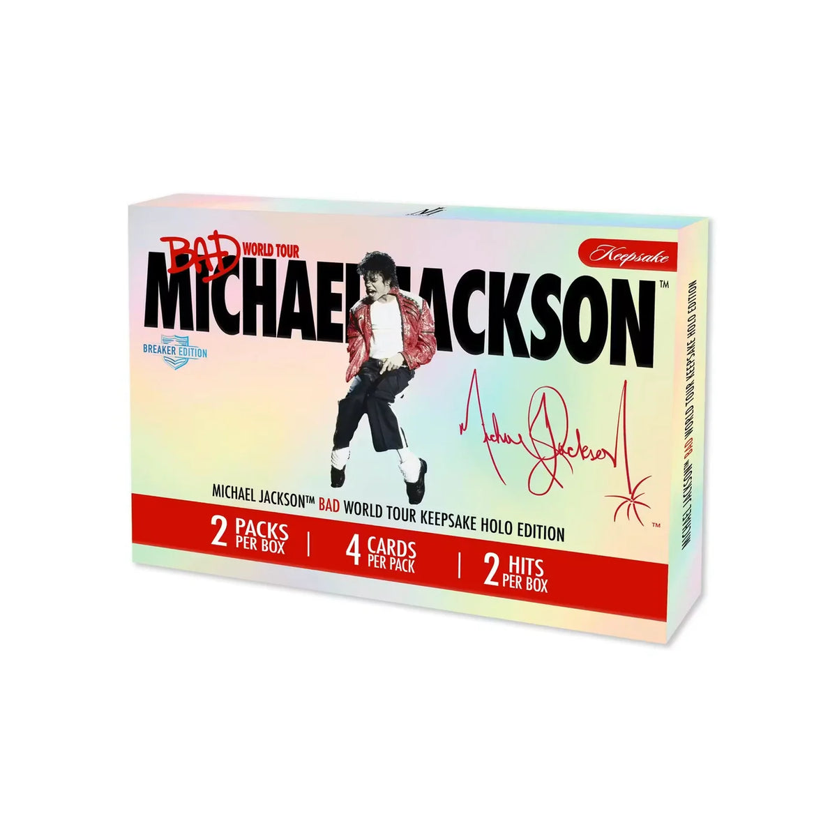 Front of 2026 Michael Jackson Bad World Tour Keepsake Holo Edition Breaker Box