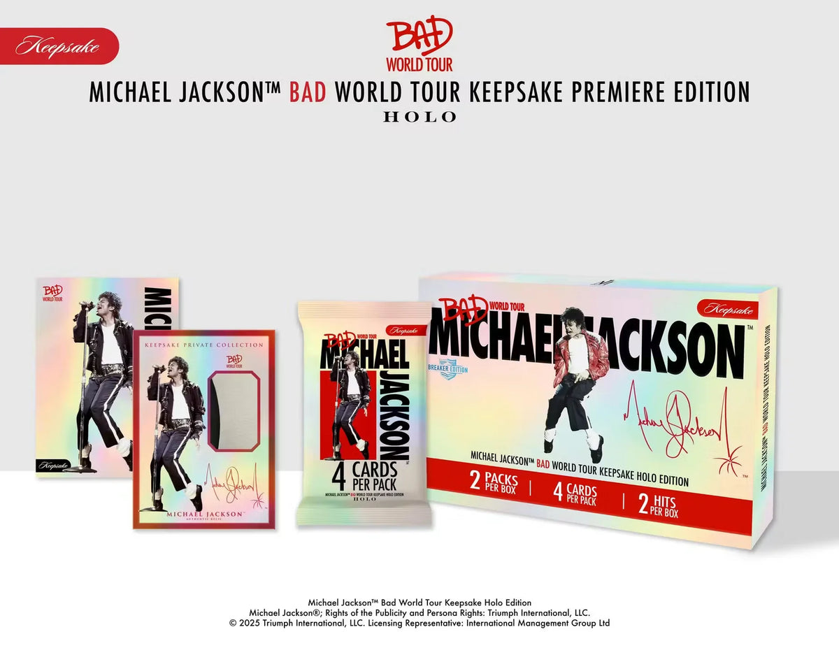 Front of 2026 Michael Jackson Bad World Tour Keepsake Holo Edition Breaker Box
