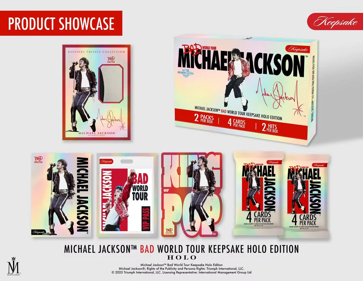Front of 2026 Michael Jackson Bad World Tour Keepsake Holo Edition Breaker Box
