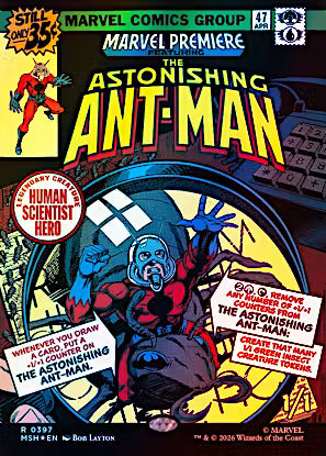 The Astonishing Ant-Man #397 Borderless Classic Comic Showcase Foil Rare from Magic the Gathering Marvel Super Heroes MSH, Near Mint.