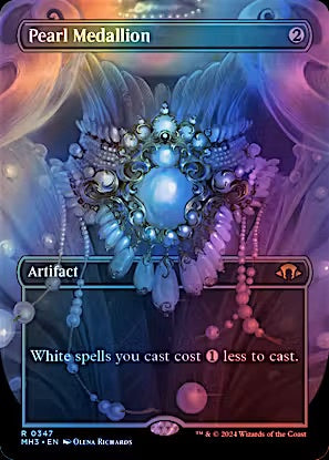 Borderless Foil Pearl Medallion from Modern Horizons 3 (MH3) Near Mint Rare Magic: The Gathering artifact.
