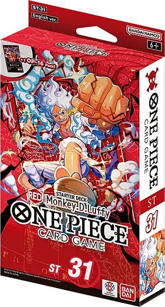 One Piece Card Game ST-31 Starter Deck Red Monkey.D.Luffy sealed deck box featuring Monkey.D.Luffy and the Straw Hat Crew