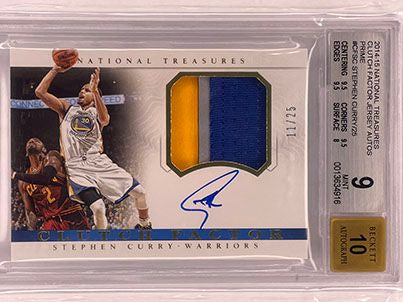 BGS 9 Stephen Curry – 2014 National Treasures Clutch Factor Patch Auto #CF-SC /25