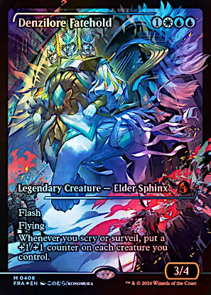 Denzilore Fatehold #408 Japan Showcase Foil Mythic Rare from Magic the Gathering Reality Fracture FRA, Near Mint Legendary Elder Sphinx.