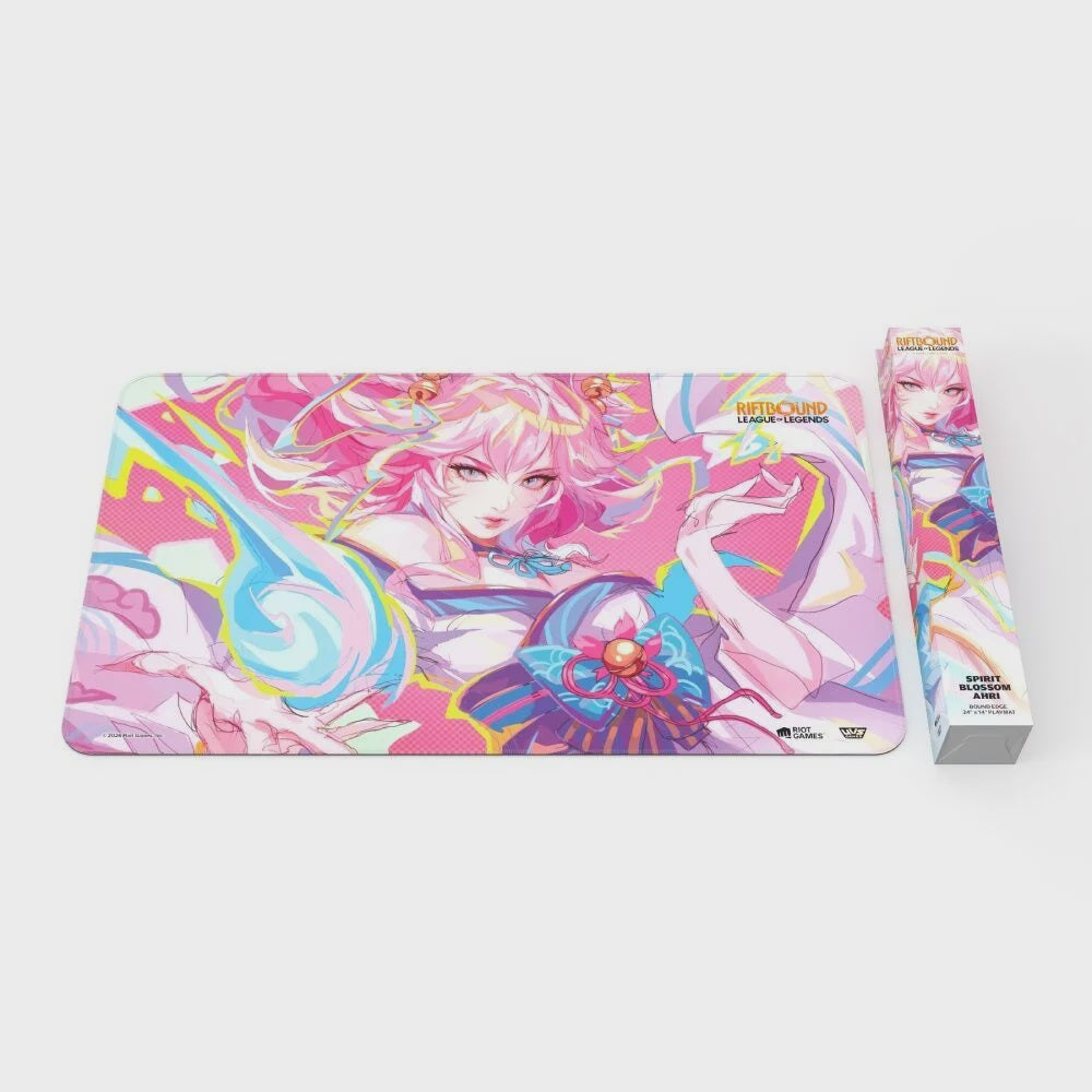 Riftbound League of Legends TCG Spirit Blossom Ahri Spiritforged playmat.