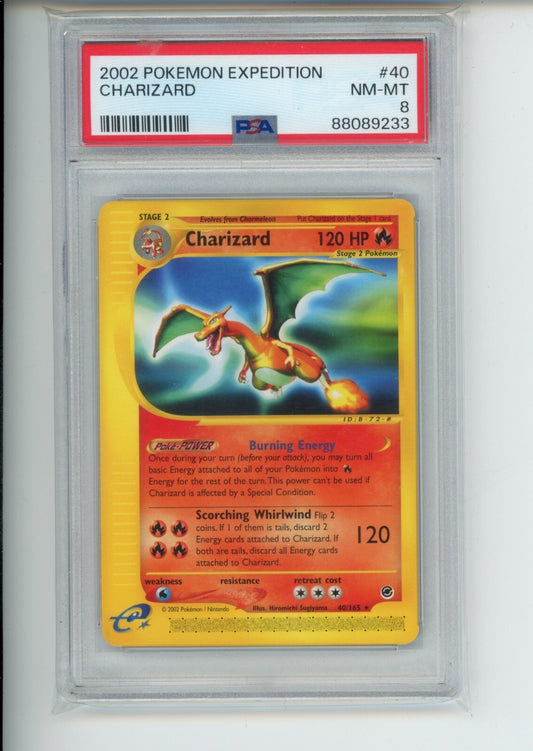 2002 Pokemon Expedition Charizard 40/165 Non-Holo Rare PSA 8 NM-MT