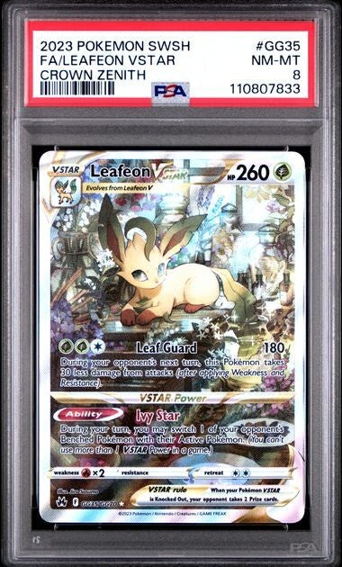 Pokemon EN LEAFEON VSTAR FULL ART GG35/GG70 Crown Zenith PSA 8