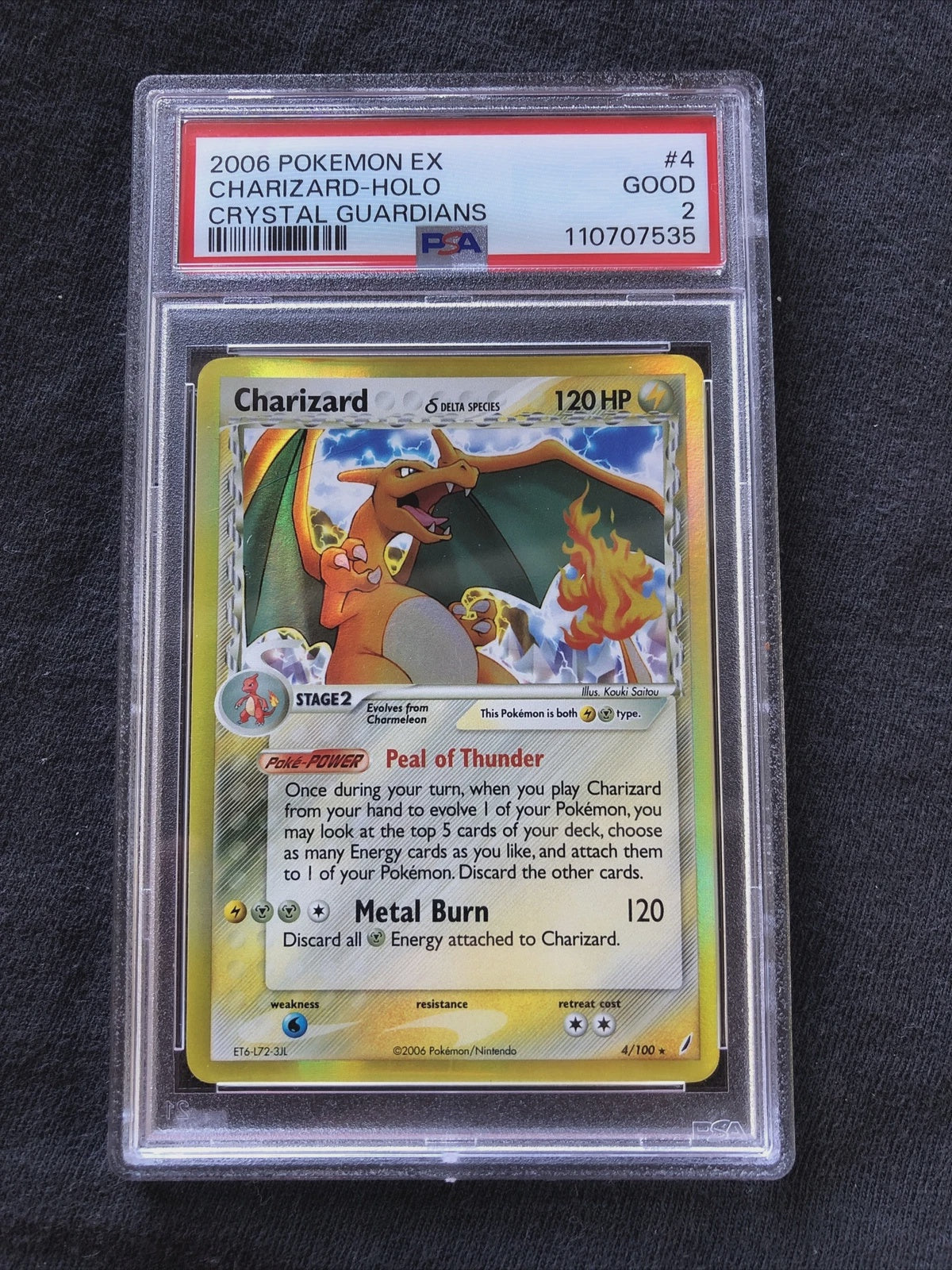PSA 2 Charizard Holo 2006 Pokémon EX Crystal Guardians Card