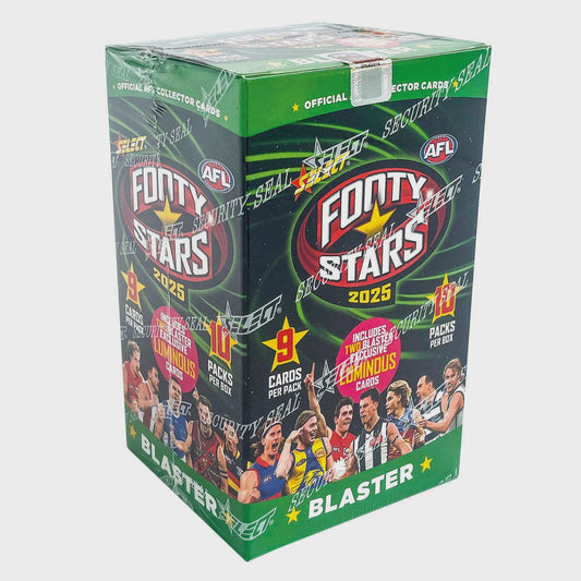 2025 AFL Footy Stars Blaster Box with Bonus Dragon Scales Pink Luminous Pack