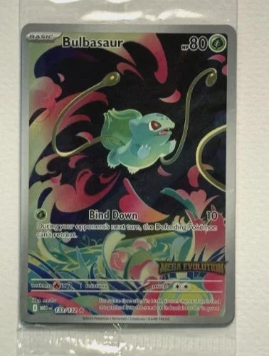 Bulbasaur 133/132 Mega Evolution Enhanced Box Topper Stamped Promo Sealed Pokémon Card
