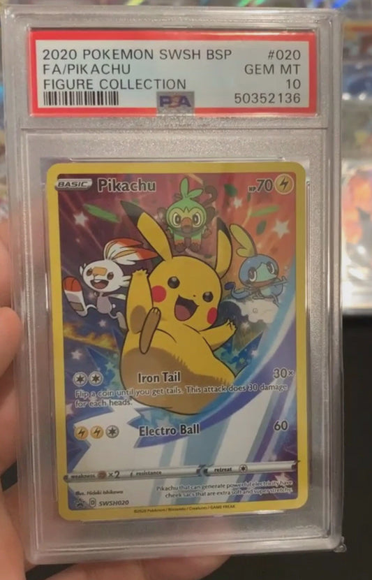 Product image of Pokémon Pikachu 2020 SWSH020 Black Star Promo Full Art – PSA 10