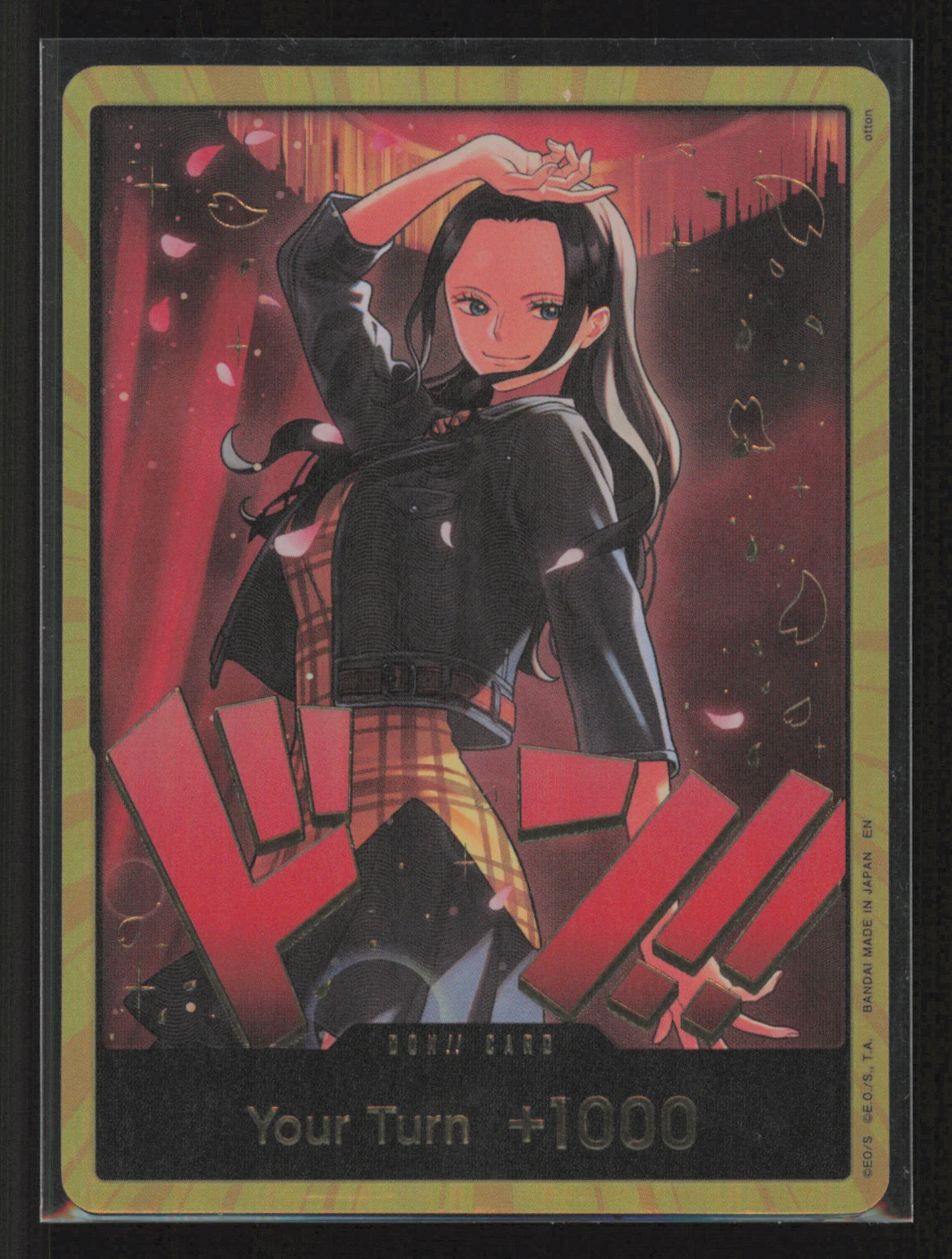 Gold DON!! Card featuring Nico Robin from Extra Booster One Piece Heroines Edition EB-03.