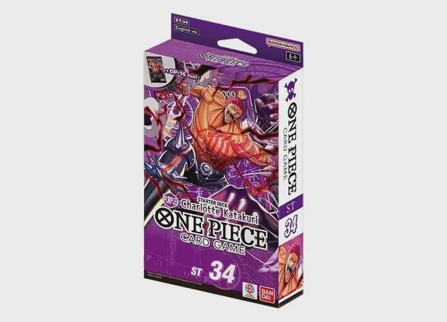 One Piece Card Game ST-34 Starter Deck Display Yellow Charlotte Katakuri containing six sealed starter decks
