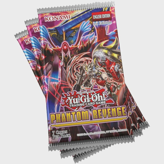 Yu-Gi-Oh! Phantom Revenge 1st Edition English Booster Pack factory sealed with 9 trading cards.