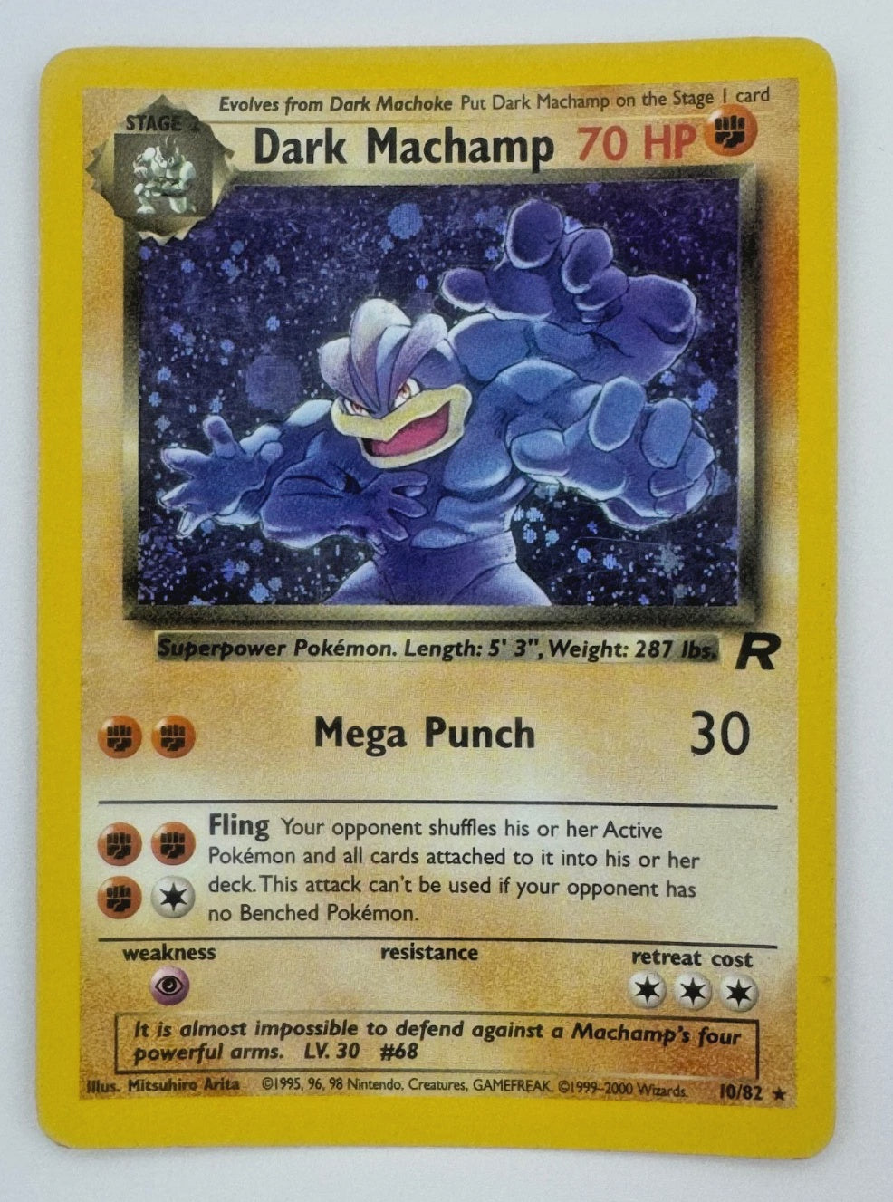 Pokemon Dark Machamp 10/82 Team Rocket Holo Rare LP Card