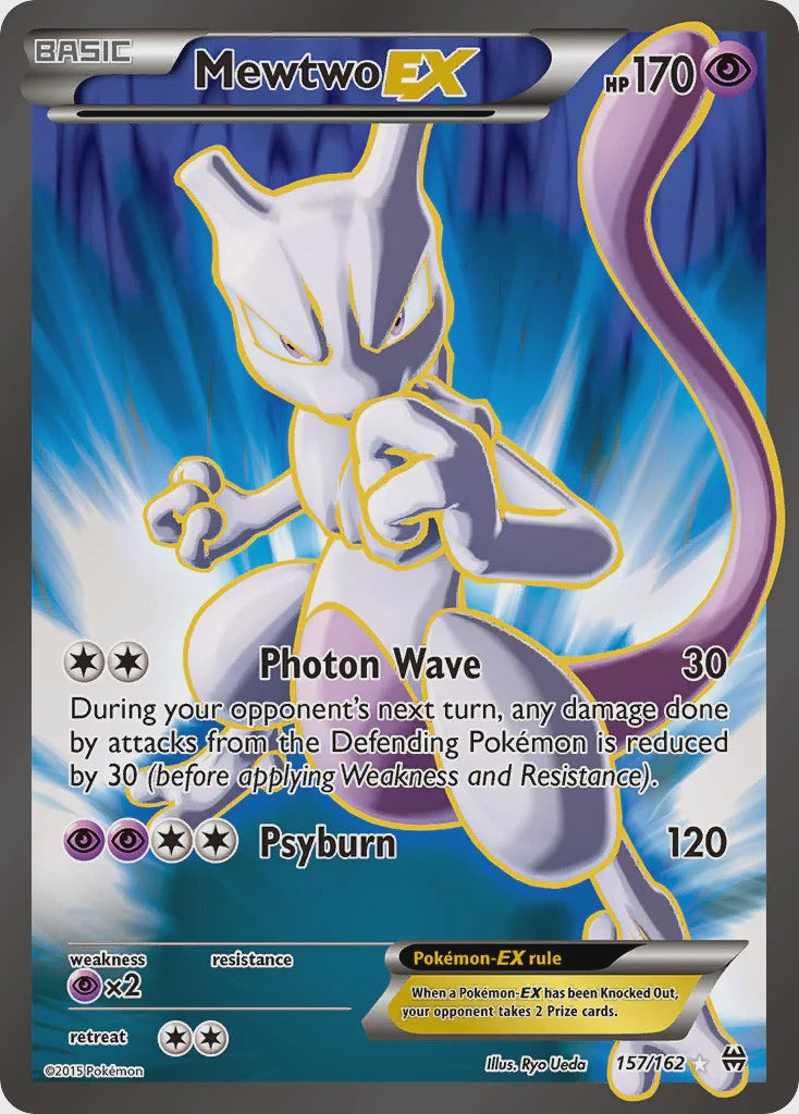 2015 Pokémon XY BREAKthrough Mewtwo EX Full Art Ultra Rare 157/162 Near Mint.