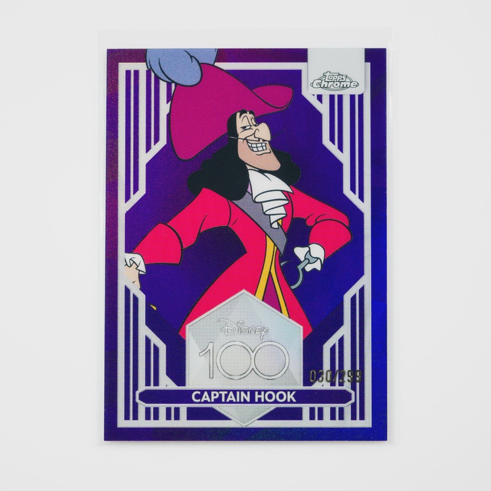 023 Topps Chrome Disney 100 Captain Hook Purple Refractor /299 #11 trading card
