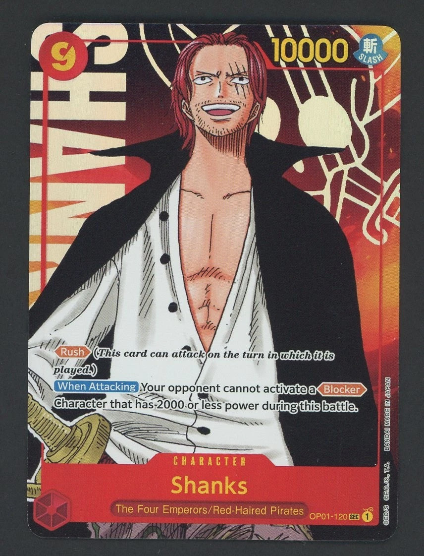 Shanks OP01-120 Alternate Art Romance Dawn One Piece Card NM