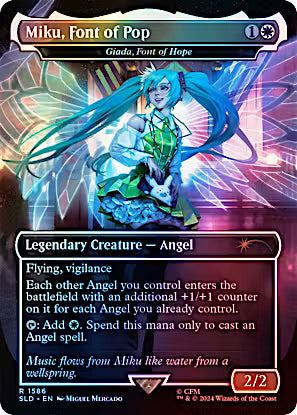 Miku, Font of Pop Giada, Font of Hope Rainbow Foil from Magic: The Gathering Secret Lair Drop Series featuring Hatsune Miku artwork.