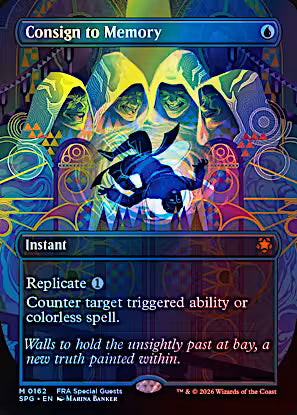 Consign to Memory #162 Borderless Foil Mythic Rare from Magic the Gathering Special Guests SPG, Near Mint Reality Fracture Special Guest.