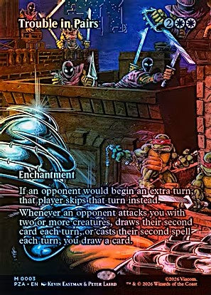 Trouble in Pairs Source Material Foil card from Teenage Mutant Ninja Turtles series.