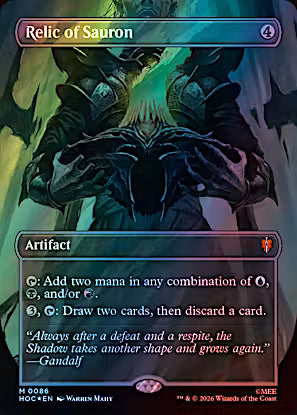 Relic of Sauron #86 Borderless Surge Foil Mythic Rare from Magic the Gathering The Hobbit Eternal-Legal HOC, Near Mint premium Artifact.