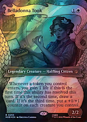 Showcase Surge Foil Belladonna Took from The Hobbit (HOB) Near Mint Magic: The Gathering legendary Halfling creature.