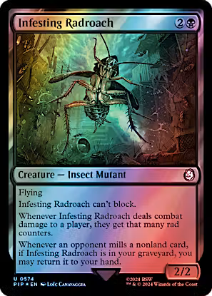 Infesting Radroach #574 Surge Foil Uncommon from Magic the Gathering Universes Beyond Fallout PIP, Near Mint Insect Mutant card.