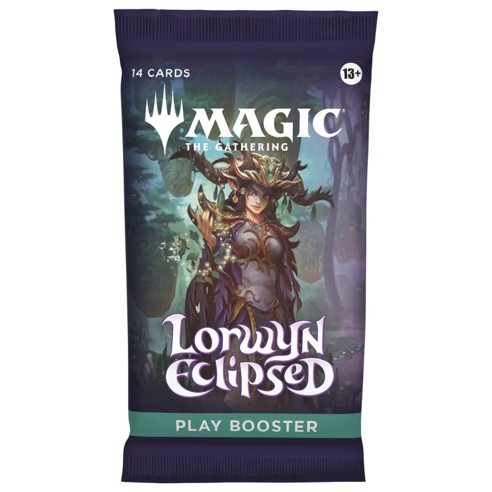 Magic: The Gathering Lorwyn Eclipsed Play Booster Pack for drafting, deck building and collecting.