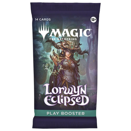 Magic: The Gathering Lorwyn Eclipsed Play Booster Pack for drafting, deck building and collecting.